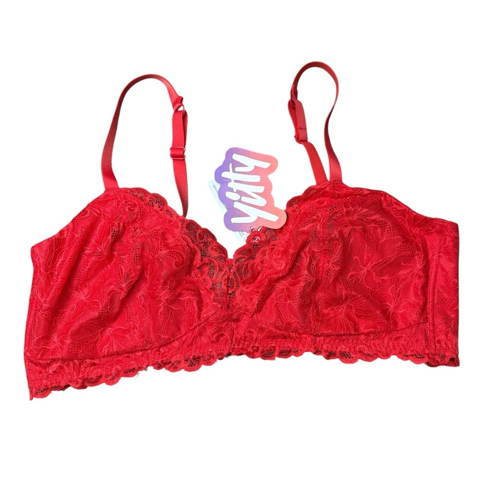 Fabletics Yitty Red Smoothing Lace Plunge Bralette NWT Size 3X